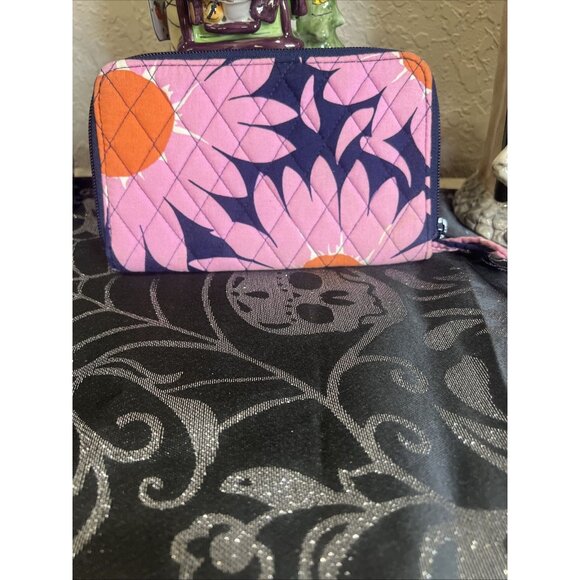 Vera Bradley Loves Me Pink, Orange, And Blue Floral Wristlet Wallet - Picture 1 of 9